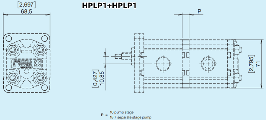 Bondioli＆Pavesi邦貝HPLP1+HPLP1多級齒輪泵尺寸