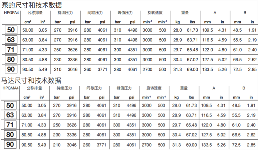 HPGPA4, HPGMA4邦貝Bondioli齒輪泵/馬達技術數(shù)據